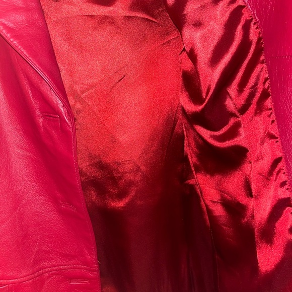 Clio Vintage Women's Vibrant Red Genuine Leather Blazer Jacket Medium - Picture 4 of 6